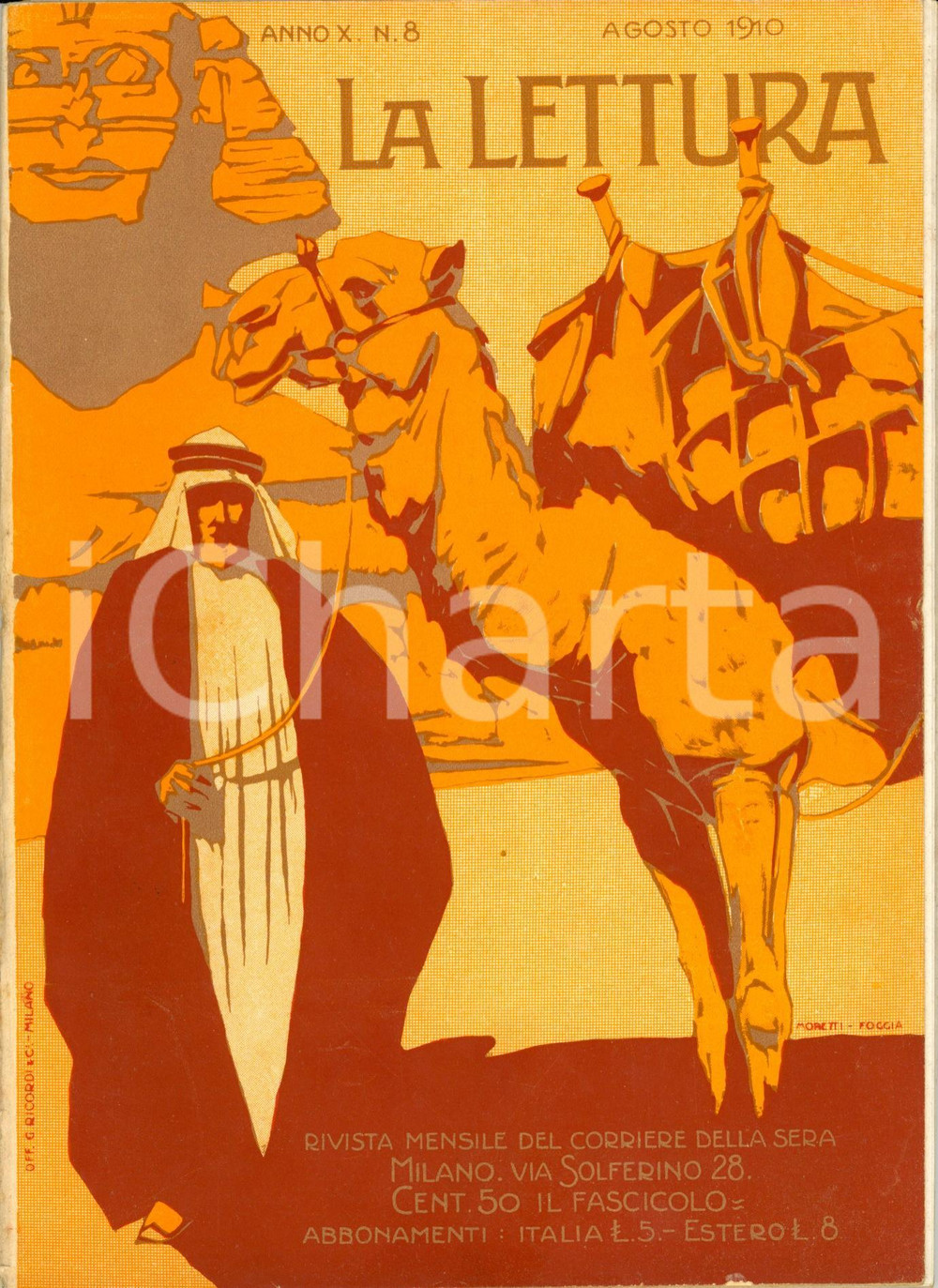 Giornale, rivista storica 1910 LA LETTURA Adolfo PADOVAN su Giovanni SCHIAPARELLI *ILLUSTRATA Anno X nÂ° 8 1