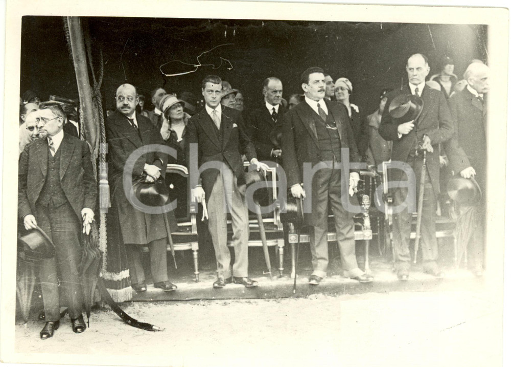 Fotografia d epoca originale 1930 ca FRANCIA? Principe GALLES ed Edouard HERRIOT Presidente Consiglio Foto 1