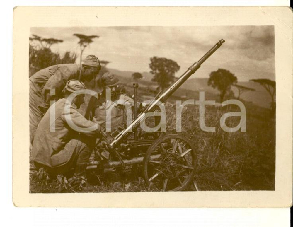 Fotografia d epoca originale 1936 AOI GIABASSIRE  Cannoncino antiaereo sottratto ai ribelli Foto 9x6 cm 1