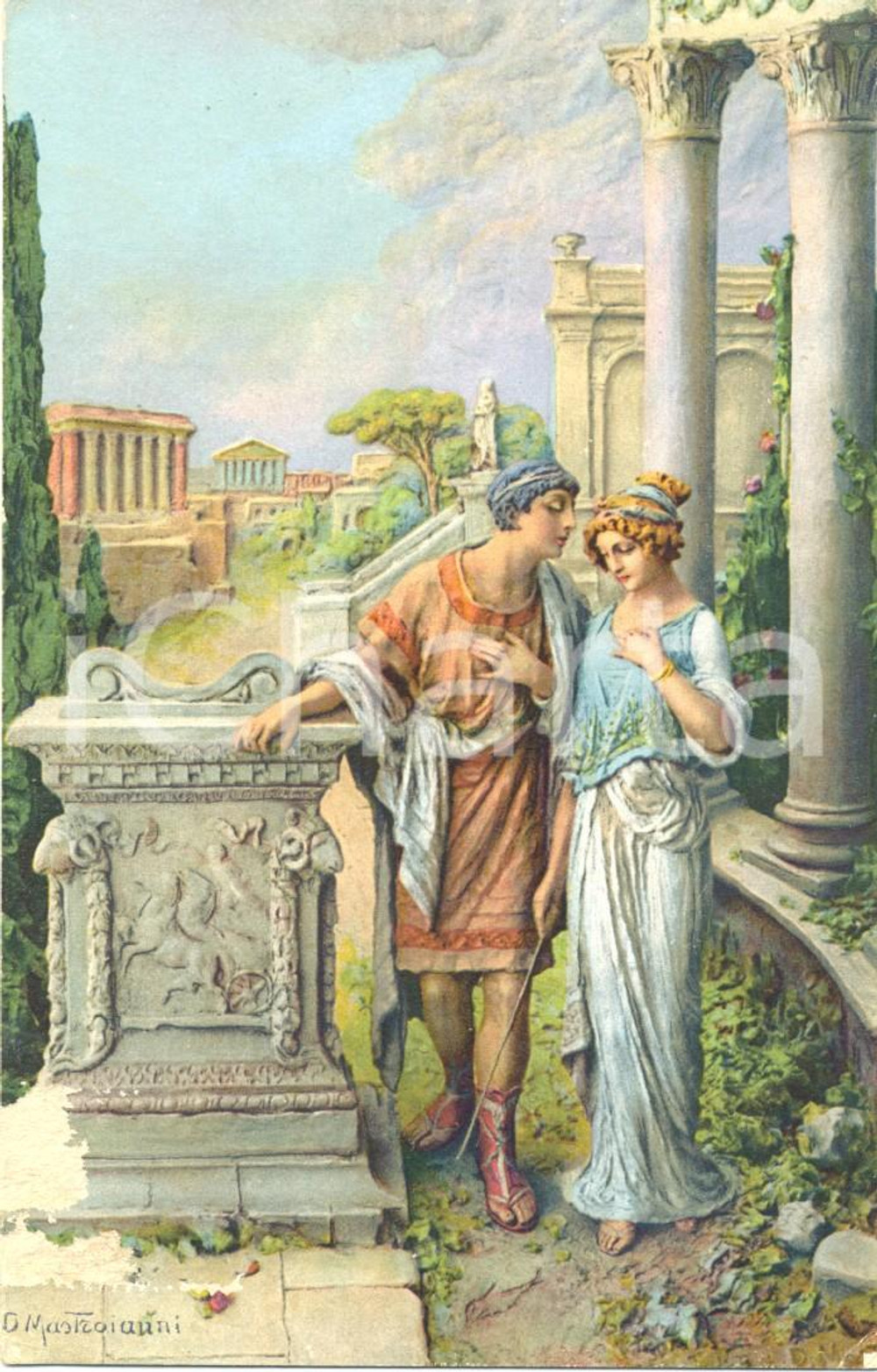Cartolina originale da collezione 1917 QUO VADIS Vinicio e Licia Illustratore Domenico MASTROIANNI Cartolina FP NV 1