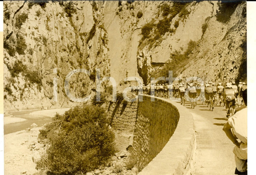Fotografia d epoca originale 1962 TOUR DE FRANCE ANTIBESBRIANCON Le peloton dans le gorges de la TInÃ©e 1