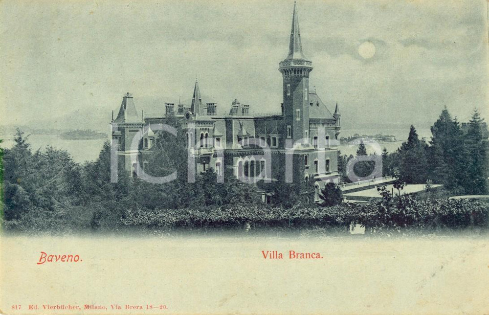 Cartolina originale da collezione 1900 ca BAVENO (VB) Lago MAGGIORE Veduta di Villa BRANCA *Cartolina FP NV 1