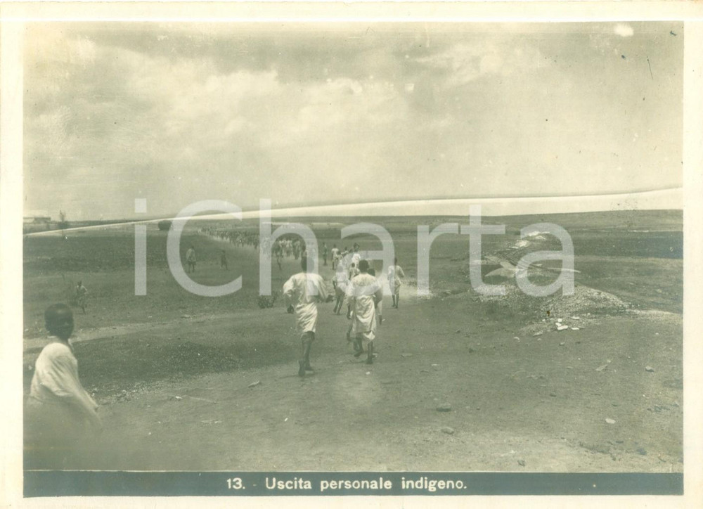 Fotografia d epoca originale 1936 ETIOPIA AOI ? Azienda agricola coloniale italiana Uscita personale indigeno 1