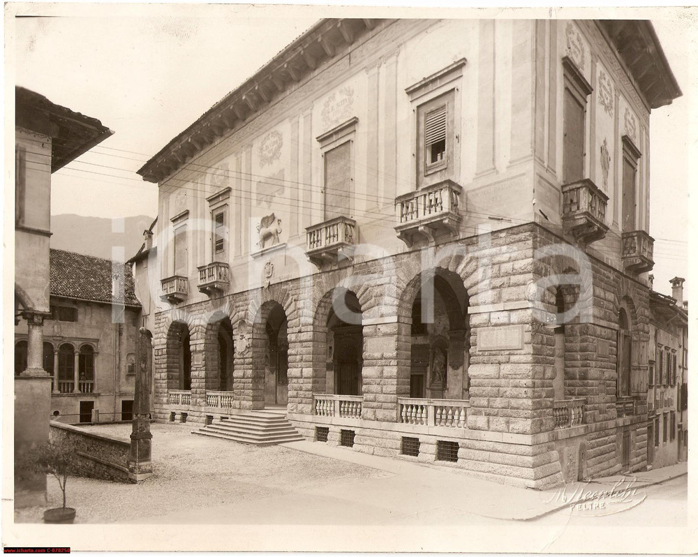 Fotografia d epoca originale 1929 Feltre TEATRO DE LA SENA Palazzo della Ragione 1