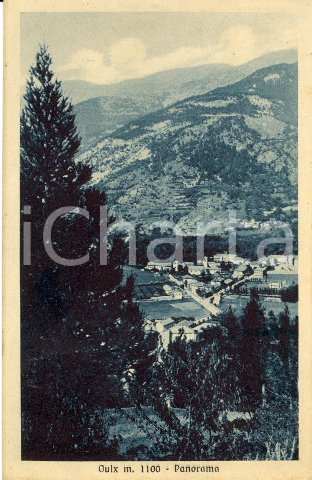 Cartolina originale da collezione 1932 OULX (TO) Veduta panoramica dell'abitato cittadino *Cartolina postale FP VG 1