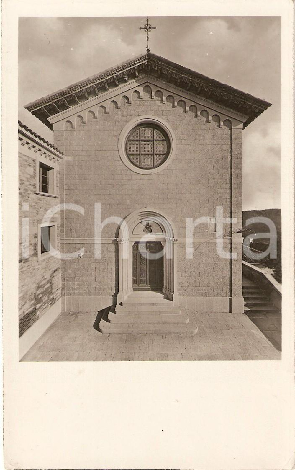 Cartolina originale da collezione 1950 ca PREPOTTO (UD) Santuario Beata Vergine CASTELMONTE Nuova facciata Chiesa 1