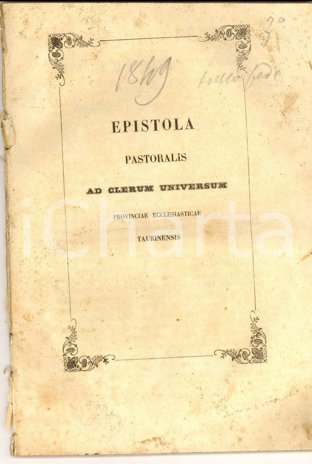 Documento originale, autentico 1849 SALUZZO CN Epistola pastoralis ad clerum universum provinciae Taurinensis 1