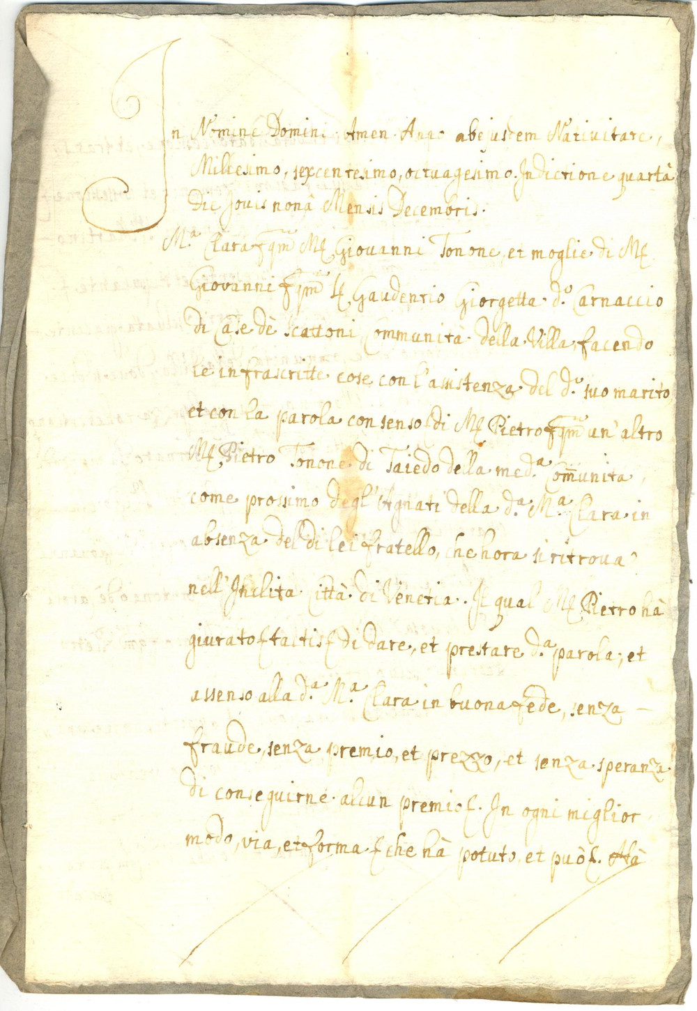 Documento originale, autentico 1680 VILLA DI CHIAVENNA SO Clara TONONE vende bosco ad Antonio ROSINA 1