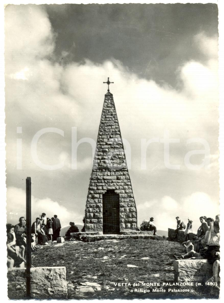 Cartolina originale da collezione 1950 ca MONTE PALANZONE CO CAI Turisti visitano cappella sulla vetta FG VG 1