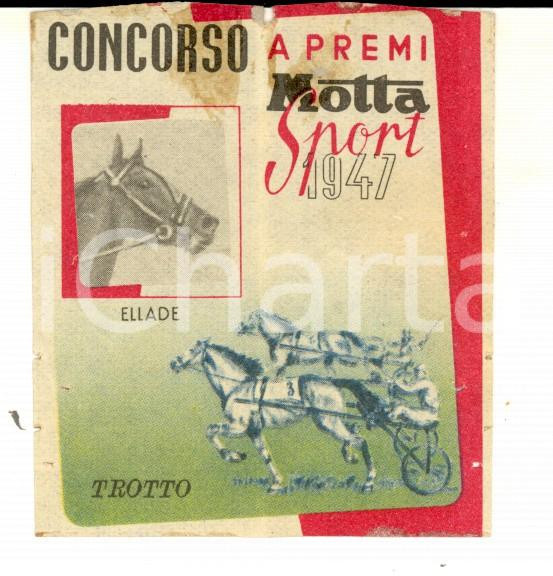 Oggetto da collezione cartaceo 1947 MILANO Concorso a premi MOTTA SPORT IPPICA TROTTO Cavallo Ellade Tagliando 1
