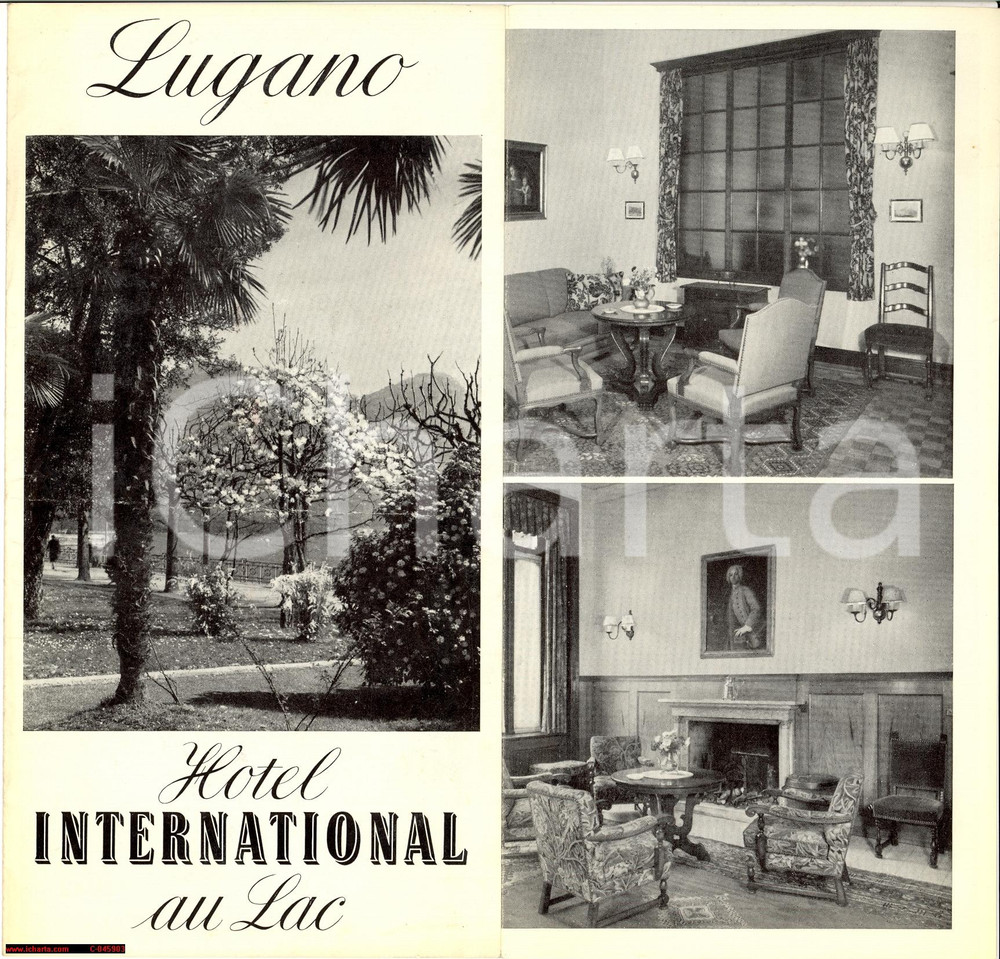 Materiale pubblicitario d’epoca 1930 ca LUGANO (CH) Hotel INTERNATIONAL Au Lac brochure 1