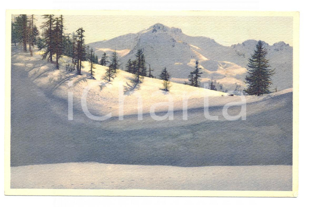 Cartolina originale da collezione 1930 ca CLAVIERE (TO) Colle DELLA LUNA innevato dall'Albergo SAVOIA *Cartolina 1