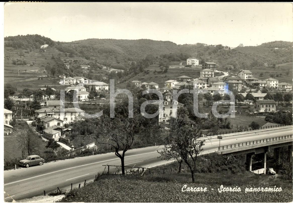 Cartolina originale da collezione 1963 CARCARE SV Scorcio panoramico con autostrada Cartolina postale FG 1