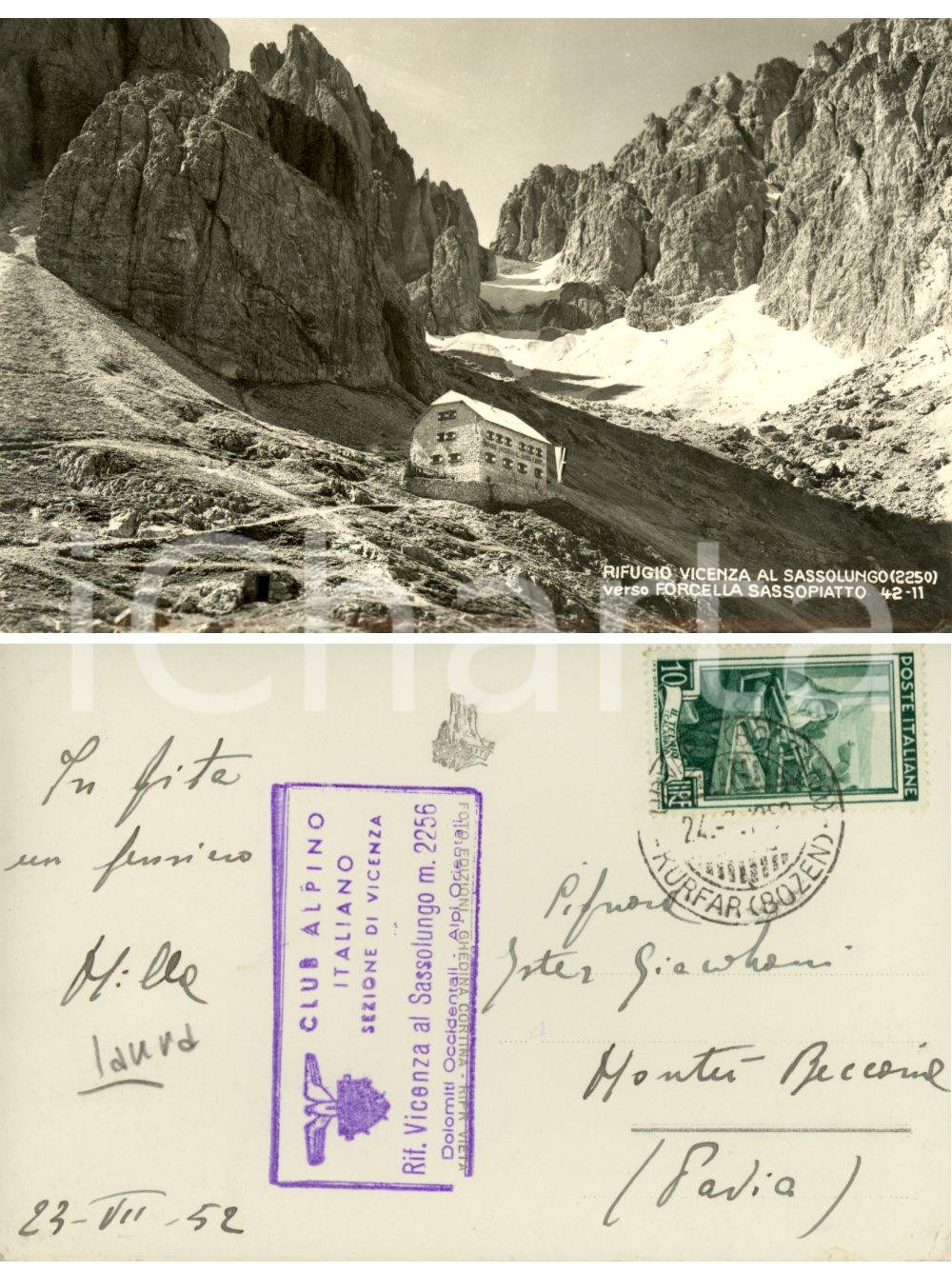 Autografo originale 1952 SANTA CRISTINA VALGARDENA BZ Rifugio Vicenza Autografo Milla GIACOBONI 1