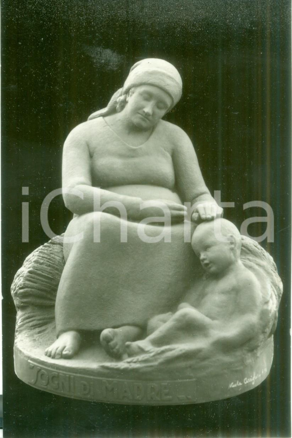 Fotografia d epoca originale 1935 MOSTRE D ARTE Scultore Nicola ARRIGHINI FeconditÃ  di Terra Fotografia 1