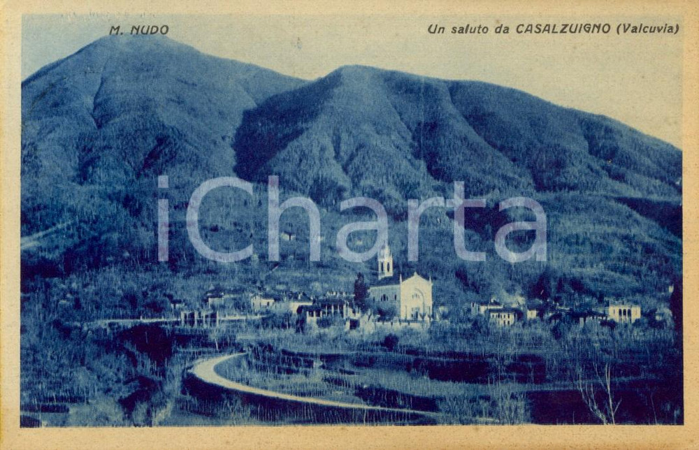 Cartolina originale da collezione 1948 CASALZUIGNO (VA) VALCUVIA Veduta paese e Monte NUDO *Cartolina FP VG 1