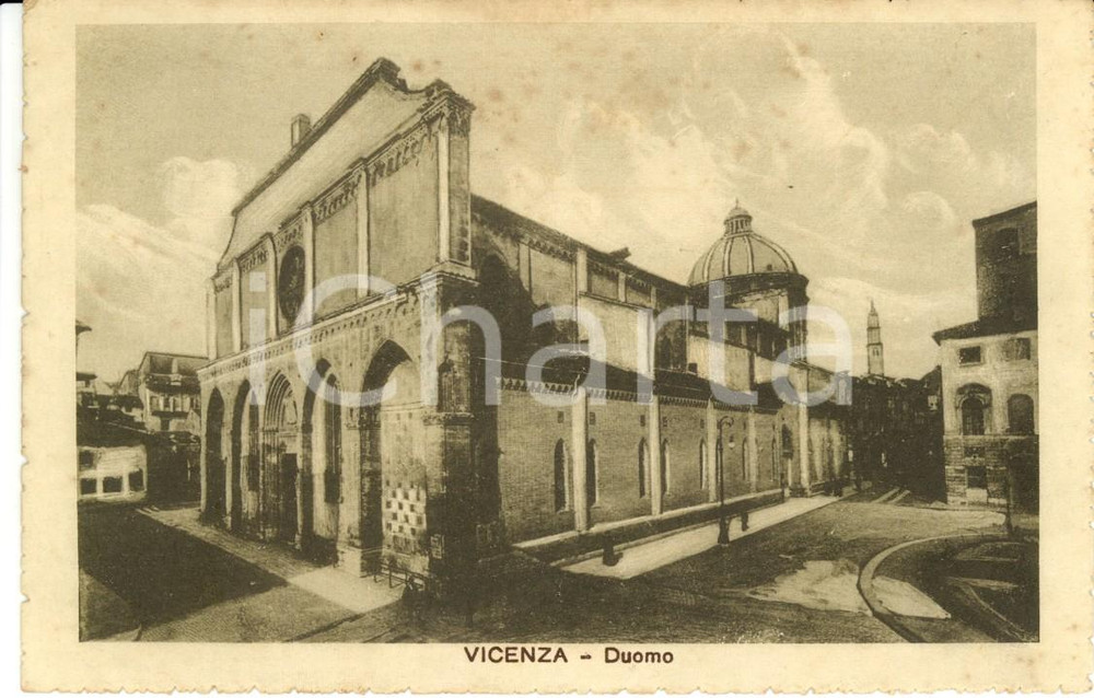Cartolina originale da collezione 1918 VICENZA La cattedrale di SANTA MARIA ANNUNCIATA Cartolina ANIMATA FP NV 1