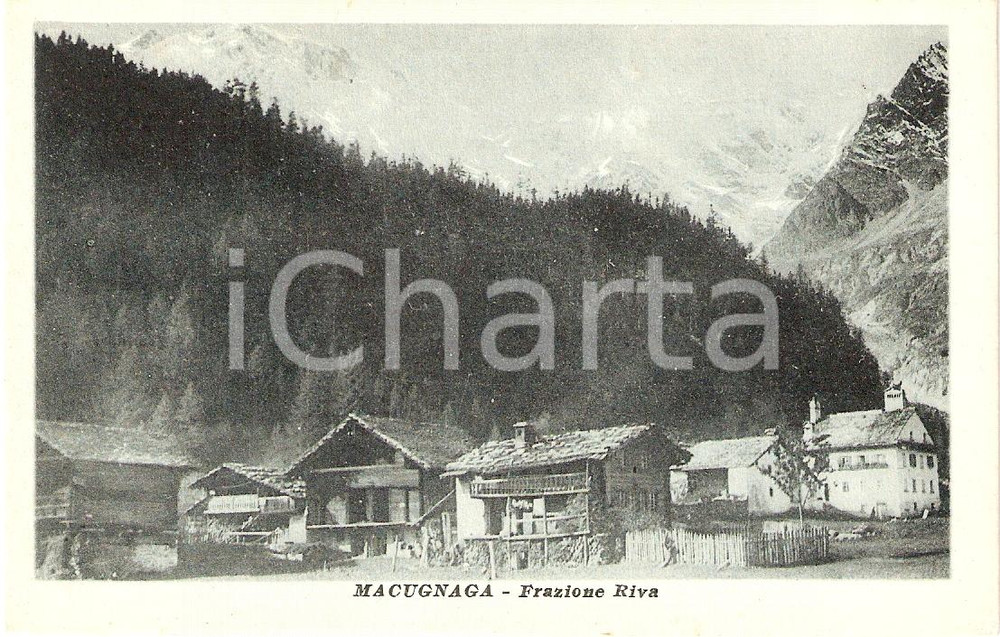 Cartolina originale da collezione 1920 ca MACUGNAGA (VB) Veduta panoramica frazione RIVA *Cartolina FP NV 1