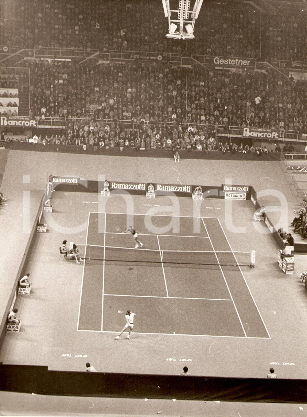 Fotografia d epoca originale 1978 MILANO Palasport San Siro RAMAZZOTTI TENNIS CUP match in corso Fotografia 1