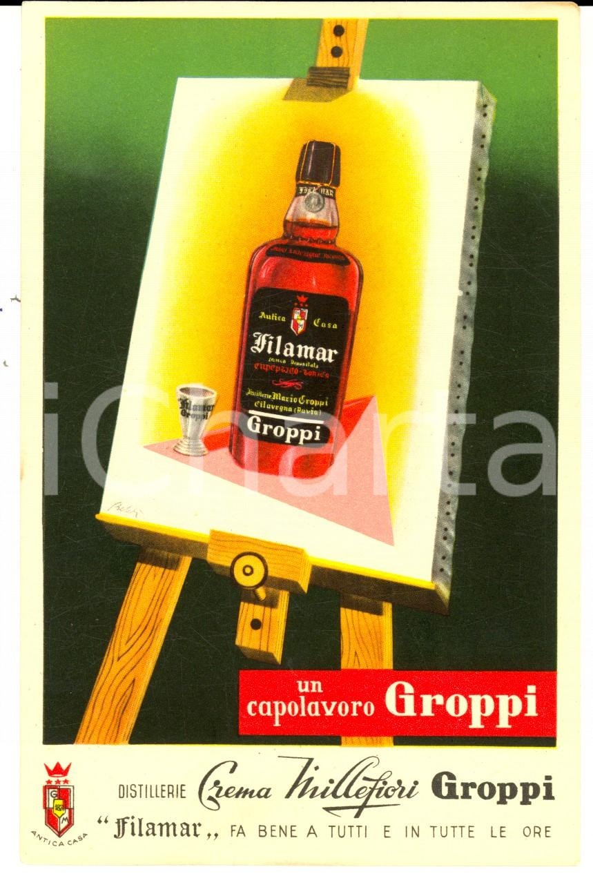 Cartolina originale da collezione 1955 ca Distillerie GROPPI Crema MILLEFIORI Tonico FILAMAR Cartolina FG 1