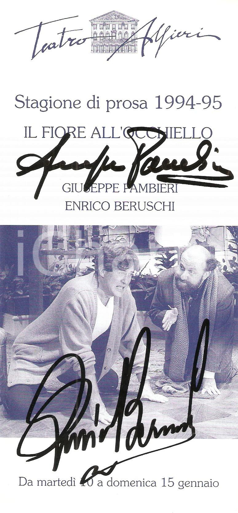 Autografo originale 1994 TORINO Teatro Alfieri Autografo Enrico BERUSCHI Giuseppe PAMBIERI 1