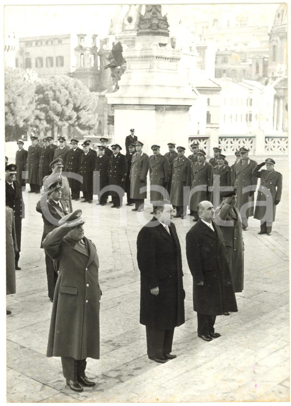 1957 ROMA Giacinto BOSCO e Franz Josef STRAUSS omaggiano Tomba Milite Ignoto