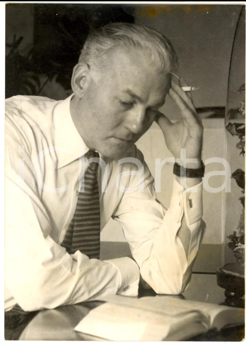 1955 PARIS Portrait de Raymond ROULEEAU en lecture - Photo 12x17 cm Fotografia d'epoca con didascalia coeva.  CONDIZIONI: G (ma lievi rigature)FORMATO: 12x17 cm    originale e autentica 1