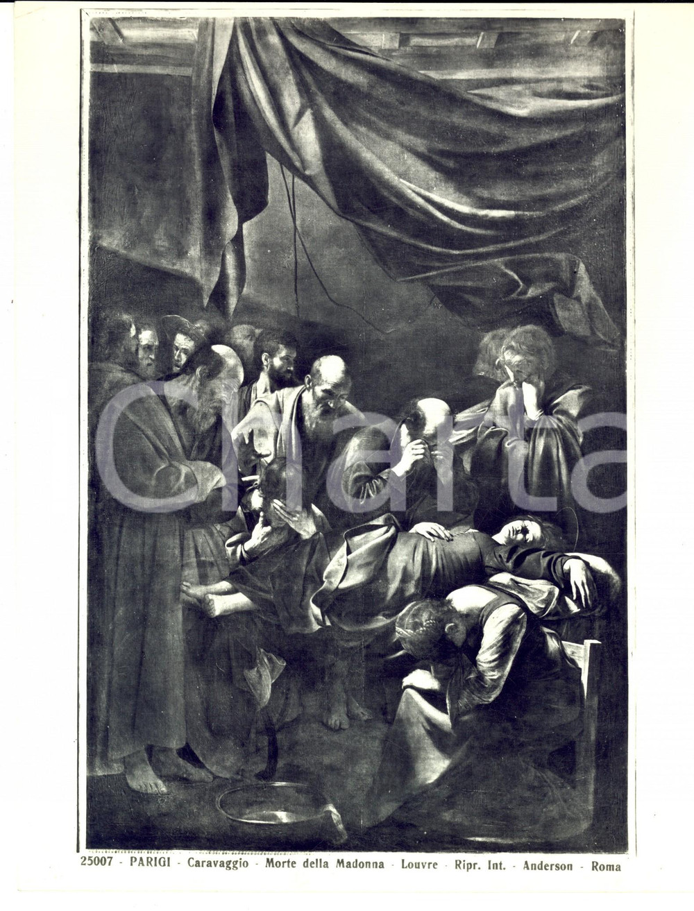 Fotografia d epoca originale 1930 ca PARIS LOUVRE CARAVAGGIO Morte della Madonna Foto ANDERSON 20x26 cm 1