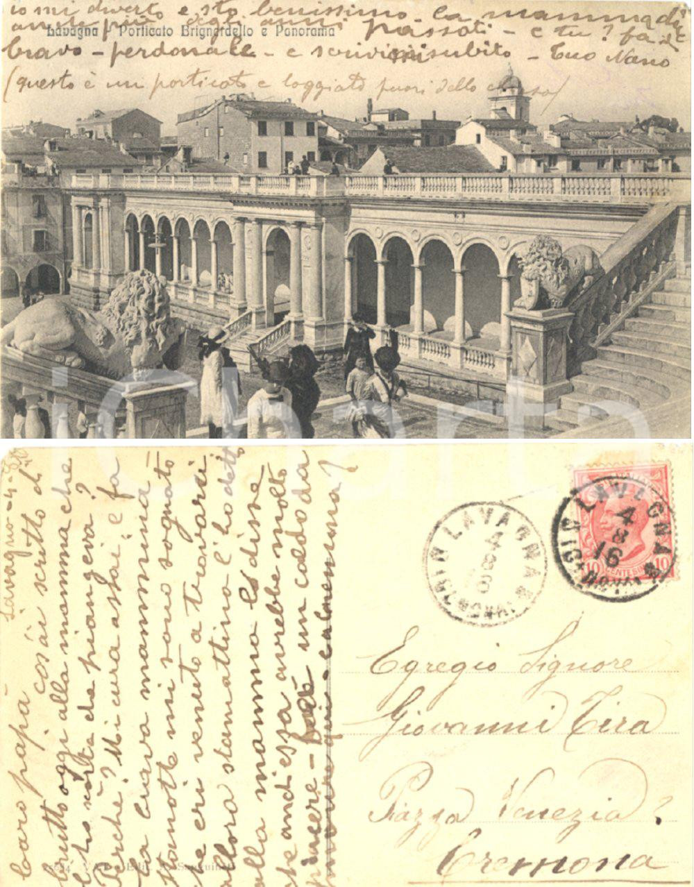 Cartolina originale da collezione 1916 LAVAGNA GE Porticato BRIGNARDELLO  Cos hai scritto di brutto alla mamma? 1