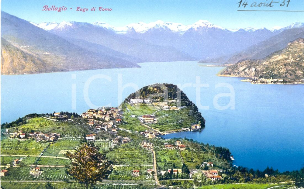 Cartolina originale da collezione 1931 BELLAGIO (CO) Veduta panoramica del lago *Cartolina postale FP NV 1