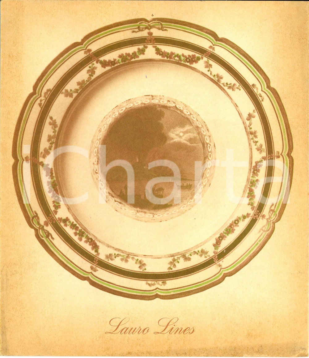 Oggetto da collezione cartaceo 1950 ca NAPOLI IL VESUVIO Menù bordo Società Navigazione LAURO LINES ILLUSTRATO 1