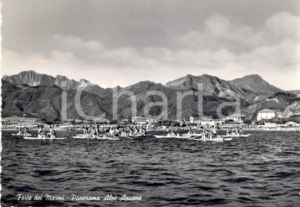 Cartolina originale da collezione 1956 FORTE DEI MARMI LU PedalÃ² sul mare con panorama Alpi APUANE ANIMATA VG 1