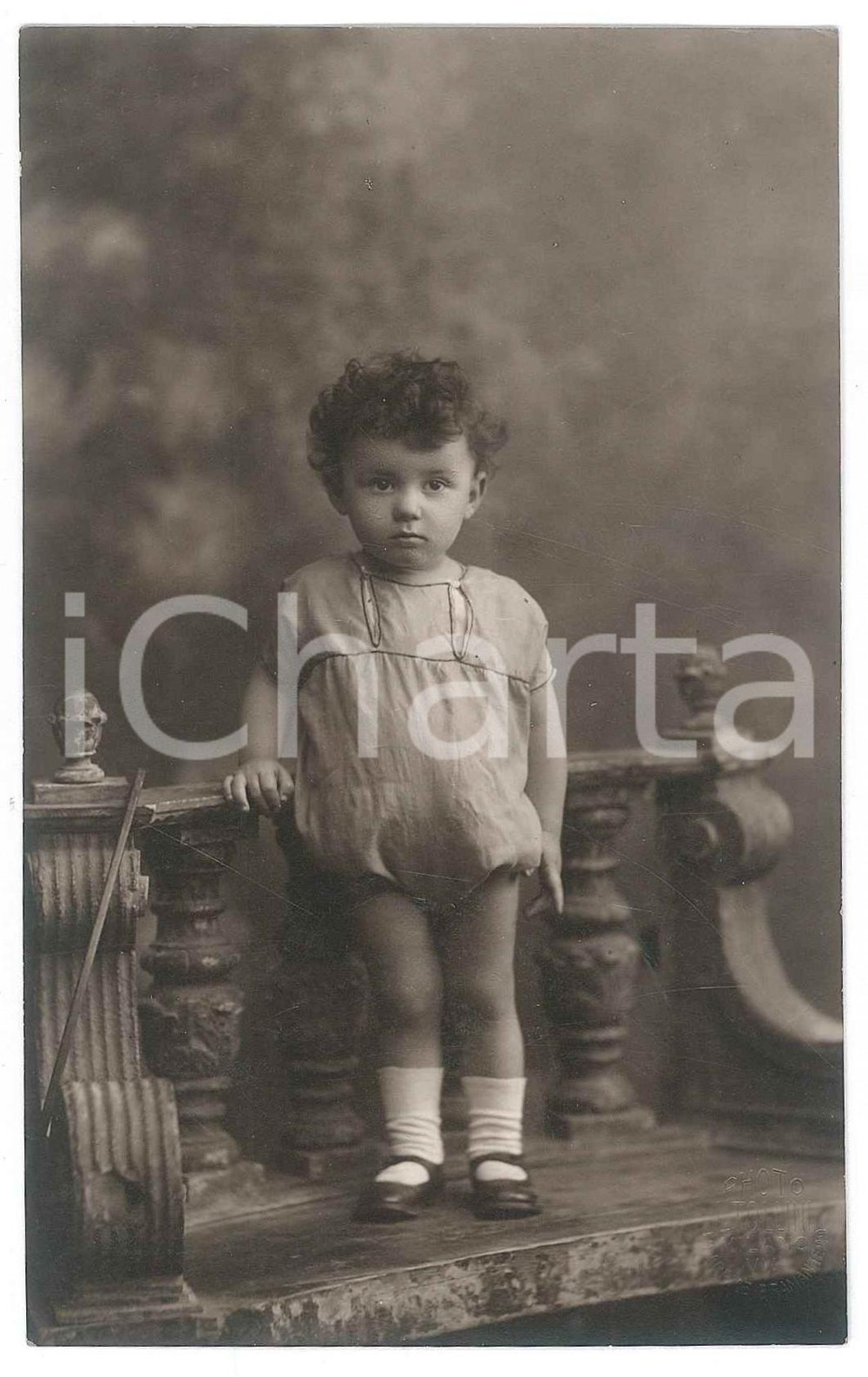 1928 MILANO Ritratto di bambino con balaustra - Foto L. TOLLINI 9x14 cm