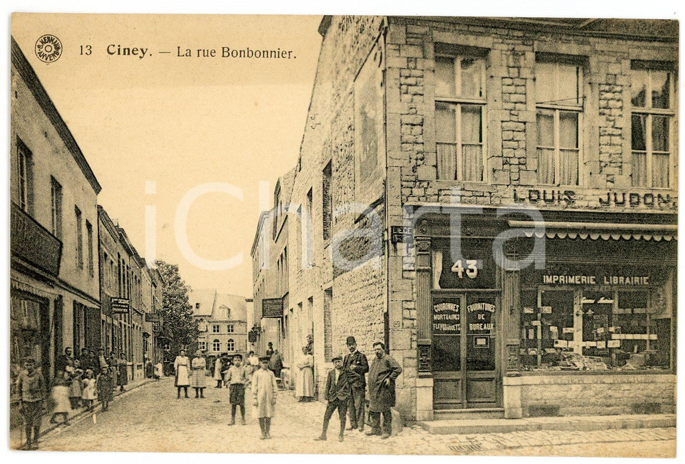 1910 ca CINEY (BELGIQUE) La rue BONBONNIER - Carte postale ANIMEE Cartolina postale d'epoca, non viaggiata.FORMATO: FPCONDIZIONI: G    originale e autentica 1