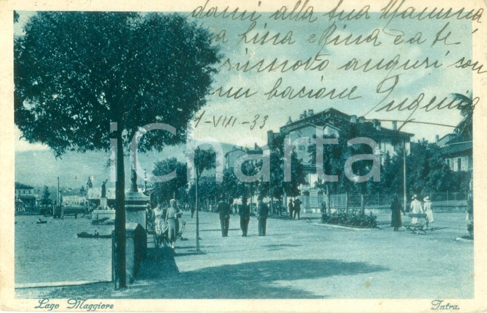 Cartolina originale da collezione 1933 VERBANIA INTRA Viale lungo il Lago Maggiore *Cartolina postale FP VG 1