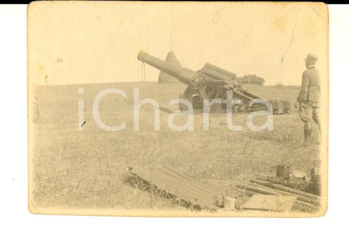 Fotografia d epoca originale 1915 ca ROGLIANO CS Militare con cannone in posizione di tiro Foto 9x5 cm 1