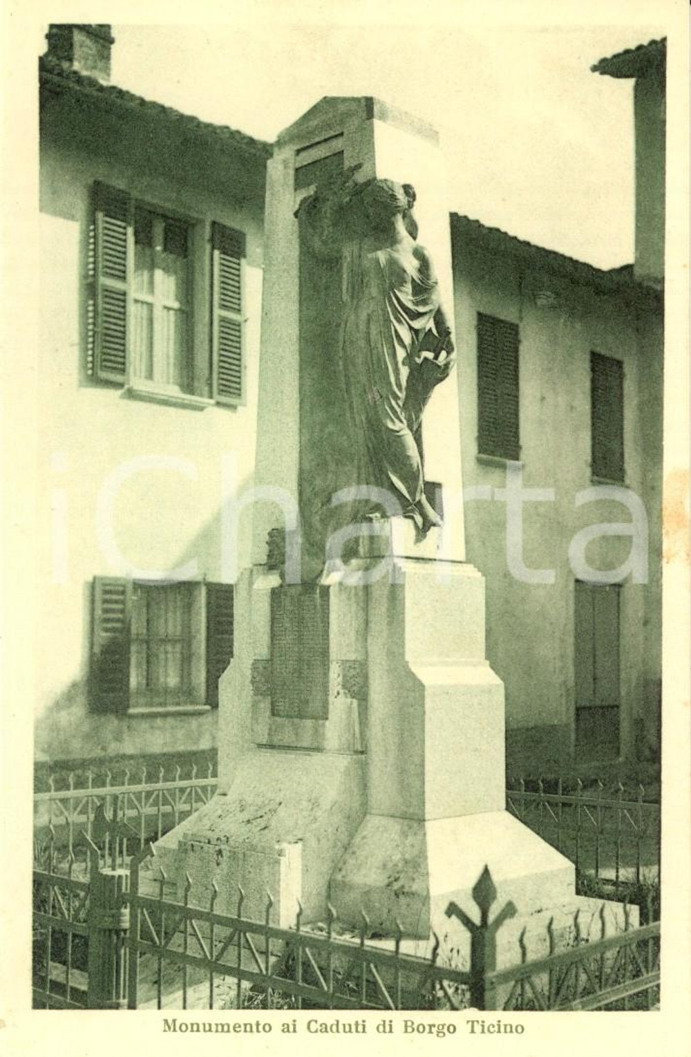 Cartolina originale da collezione 1930 ca BORGO TICINO NO Monumento ai Caduti Cartolina postale FP NV 1