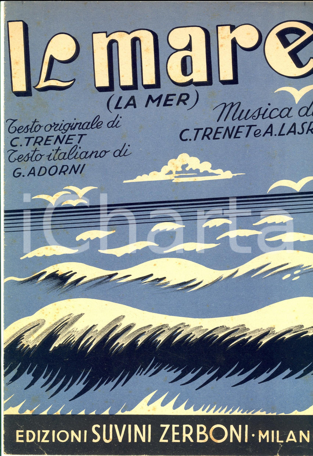 Oggetto da collezione cartaceo 1946 Charles TRENET - Albert LASRY Il mare *Spartito SUVINI ZERBONI MILANO 1