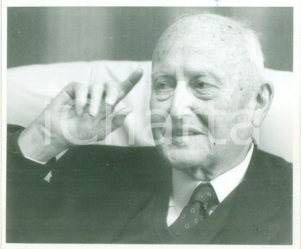 Fotografia d epoca originale 1990 ca STRASBOURG Politico Pierre PFLIMLIN a una riunione Fotografia 1