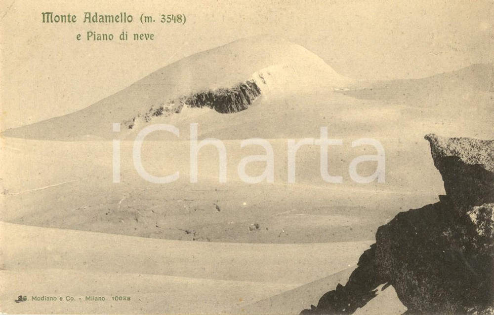 Cartolina originale da collezione 1920 ca VAL CAMONICA BS Veduta monte ADAMELLO e ghiacciaio PIAN DI NEVE NV 1