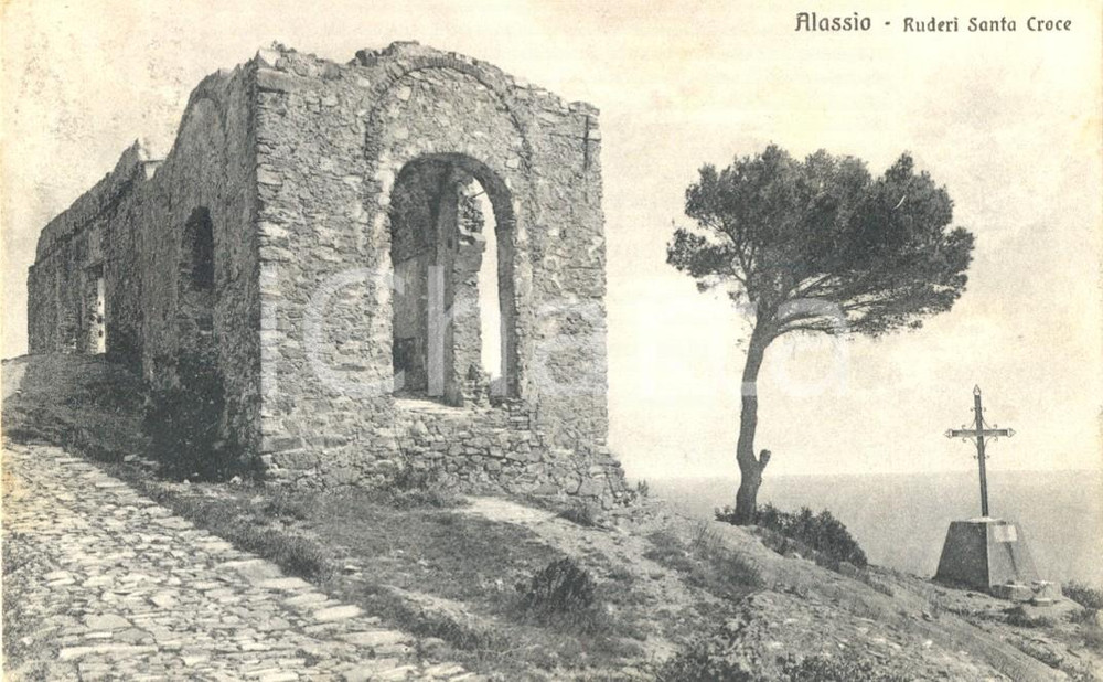 Cartolina originale da collezione 1929  ALASSIO (SV) Ruderi della CHIESA DI SANTA CROCE *Cartolina FP VG 1