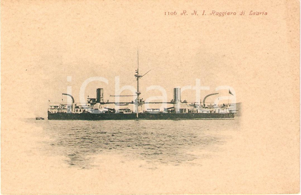 Cartolina originale da collezione 1900 ca MARINA MILITARE Regia nave Ruggiero DI LAURIA Corazzata Cartolina FP NV 1
