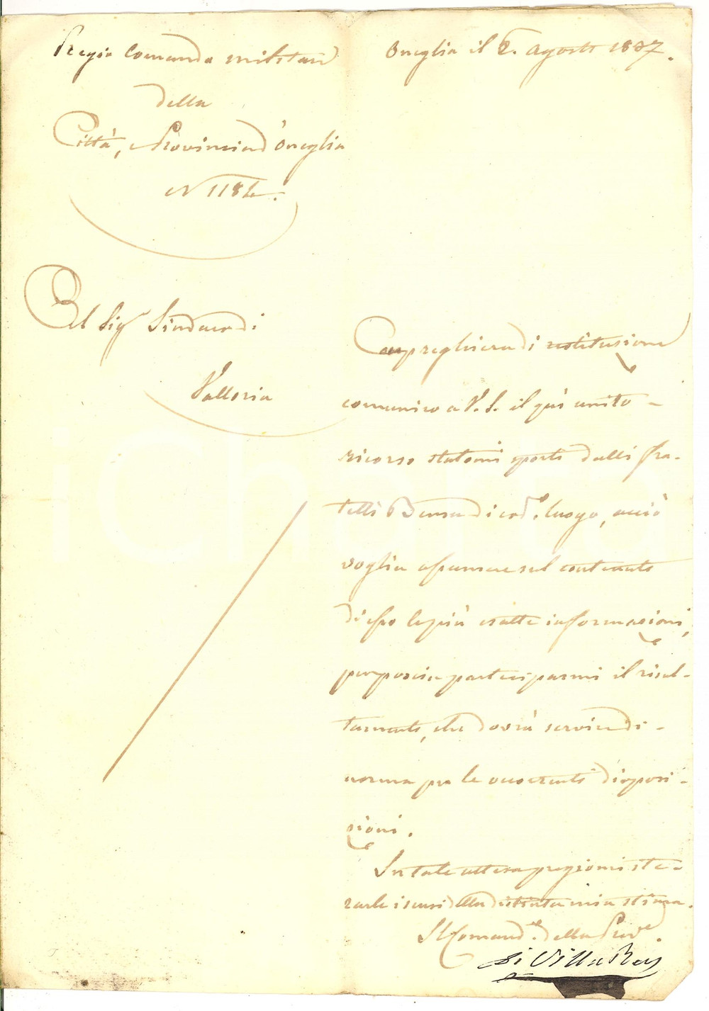 Documento originale, autentico 1837 ONEGLIA (IM) Ercole di VILLAREY pro fratelli BERNA 1