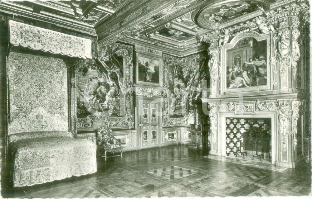 Cartolina originale da collezione 1955 CHATEAU DE CHEVERNOY FRANCE Chambre du Roi Actiphos Cartolina FP NV 1