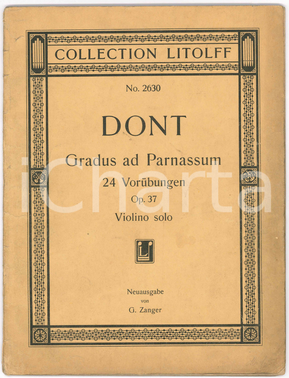 Oggetto da collezione cartaceo 1930 ca Jacob DONT  24 vorubungen zu Kreutzer s und Rode s etuden fur violine 1