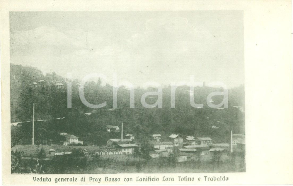 Cartolina originale da collezione 1930 ca PRAY BI veduta con Lanificio LORA TOTINO e TRABALDO Cartolina FP NV 1