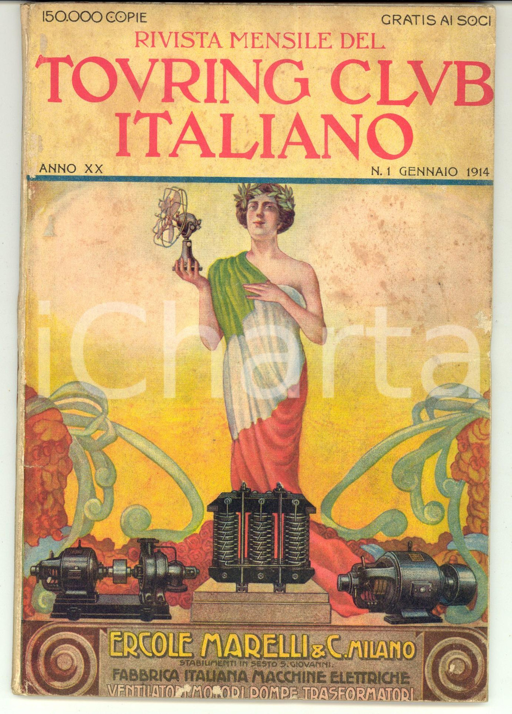 Giornale, rivista storica 1914 TOURING CLUB ITALIANO In onore di Luigi Vittorio BERTARELLI Anno XX n°1 1