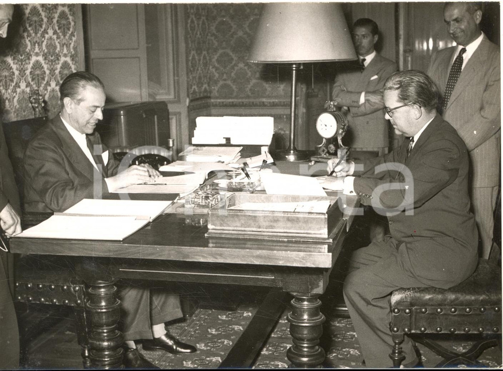 1955 ROMA Accordo assistenza USA - Gaetano MARTINO Elbridge DURBROW Foto 18x13