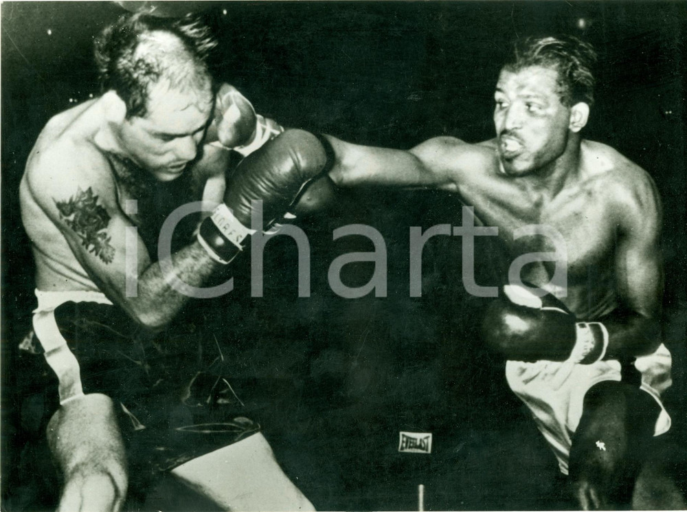 Fotografia d epoca originale 1955 BOXE Ray Sugar ROBINSON vs Bobo OLSON Fotografia 1