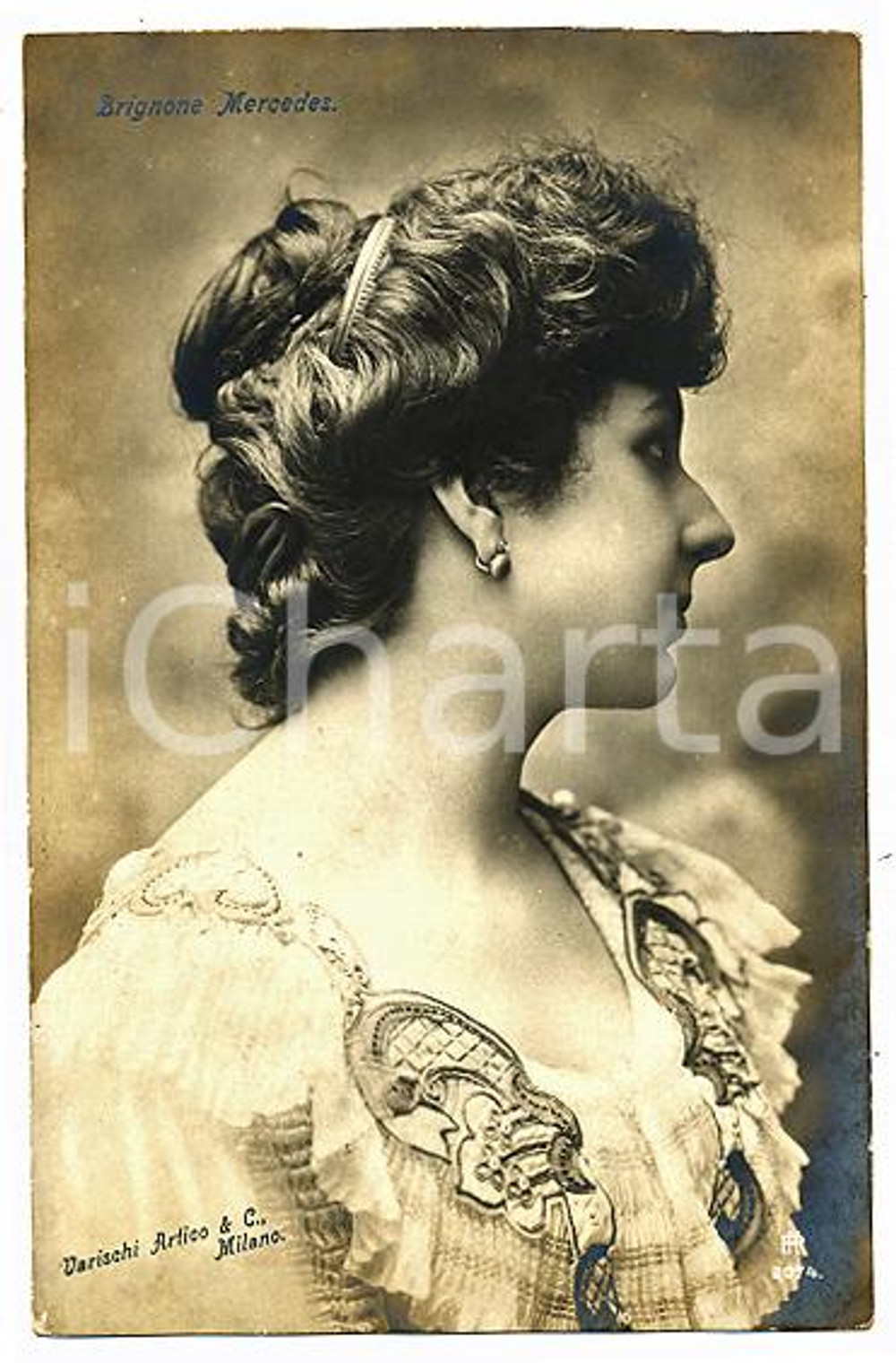 1910 ca TEATRO Mercedes BRIGNONE Ritratto dell'attrice *Cartolina FP NV